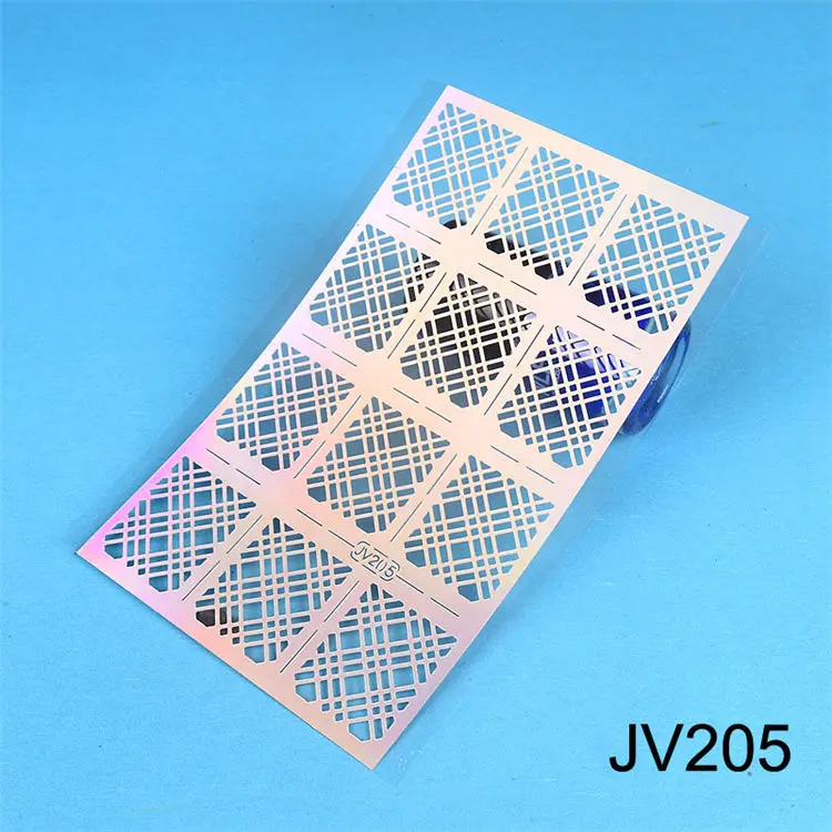JV205 YZWLE 12 наконечников/лист лазерные ногти виниловые ногти художественный трафарет для ногтей дизайн ногтей, полый наклейки украшения инструменты аксессуары - Цвет: JV205