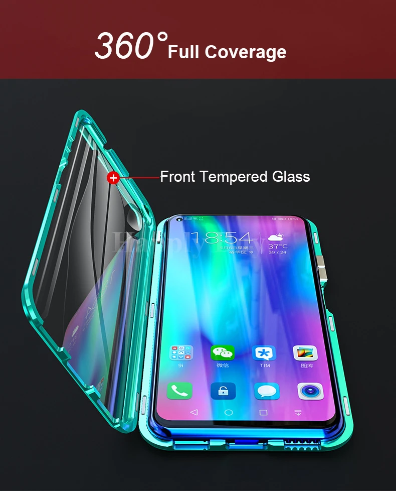 Передний+ задний стеклянный чехол для huawei Honor 20 Pro 9X Pro, Магнитный чехол для Honor 20 9X, чехол на весь корпус, противоударный чехол