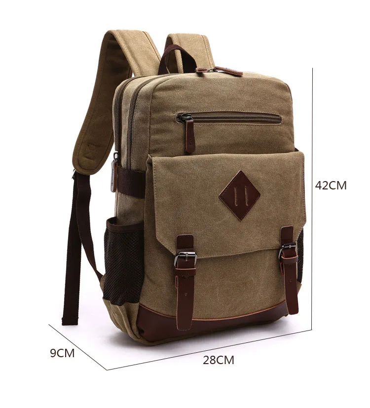 BERAGHINI Men Canvas Backpacks College Student School Backpack Bags for Teenagers Mochila Casual Rucksack Male Travel Daypack