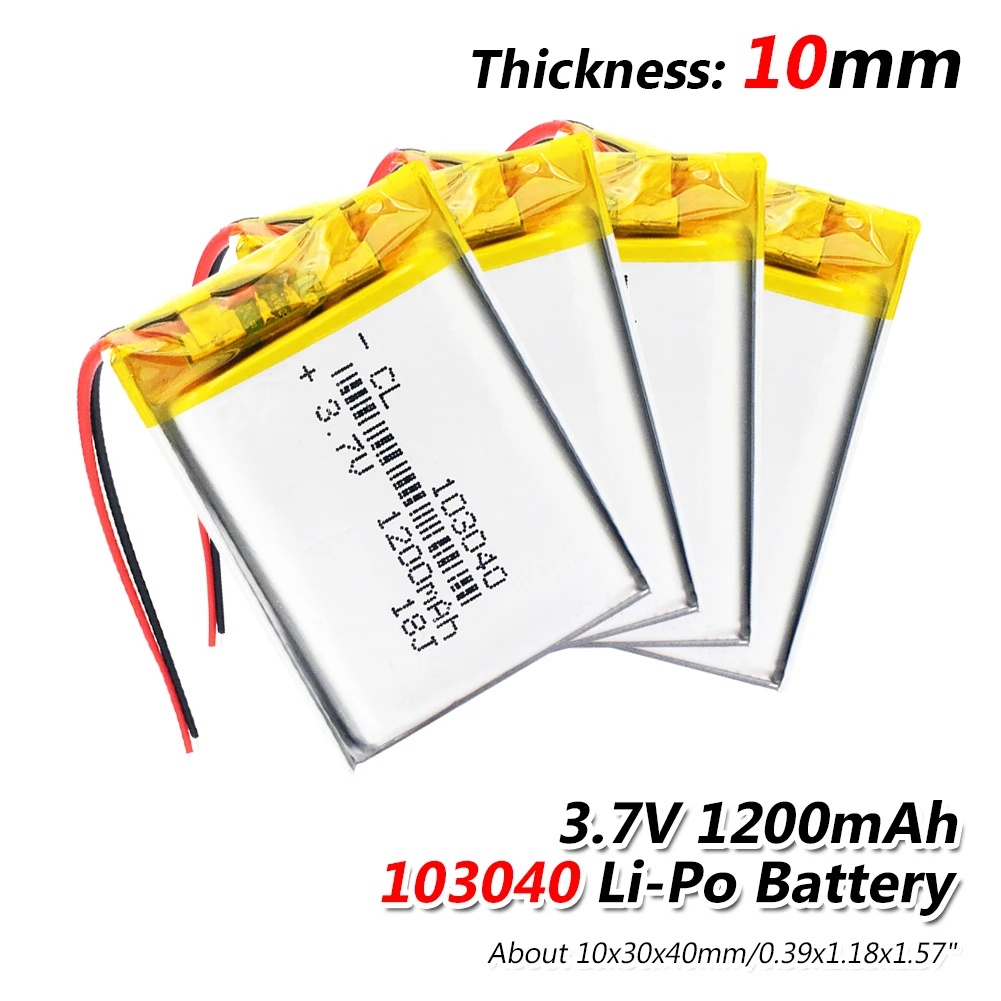 4Pcs 3,7 V 1200mAh литий-полимерная LiPo аккумуляторная батарея 103040 для MP3 MP4 gps psp мобильный Видео игровой коврик электронная книга планшет 10*30*40 - Цвет: 4Pcs