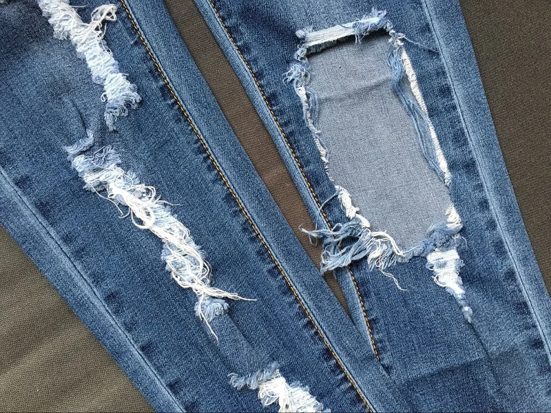 Высокая эластичность Женственная Дамская обувь проблемных Джинсы для женщин