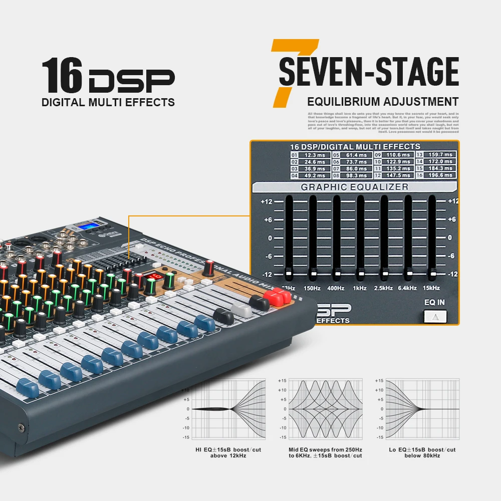 Дебра аудио чистый звук! Pro EVA-12 12 Каналы аудио dj микшер утешителя с 48В Мощность, включающим в себя гарнитуру блютус и флеш-накопитель USB для Запись этап