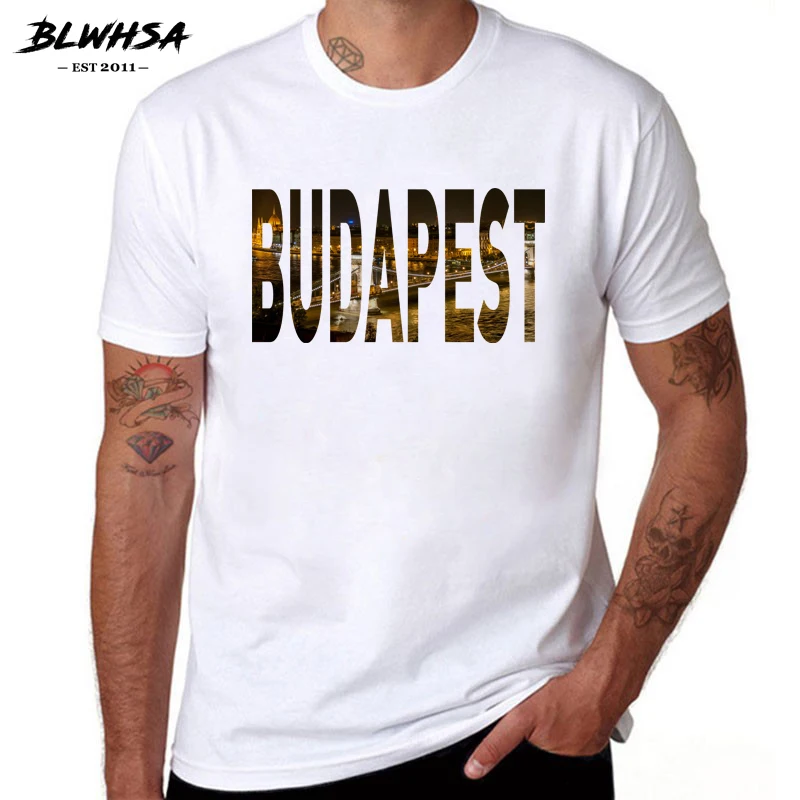 Мужская Повседневная футболка с коротким рукавом BLWHSA Budapest City брендовые