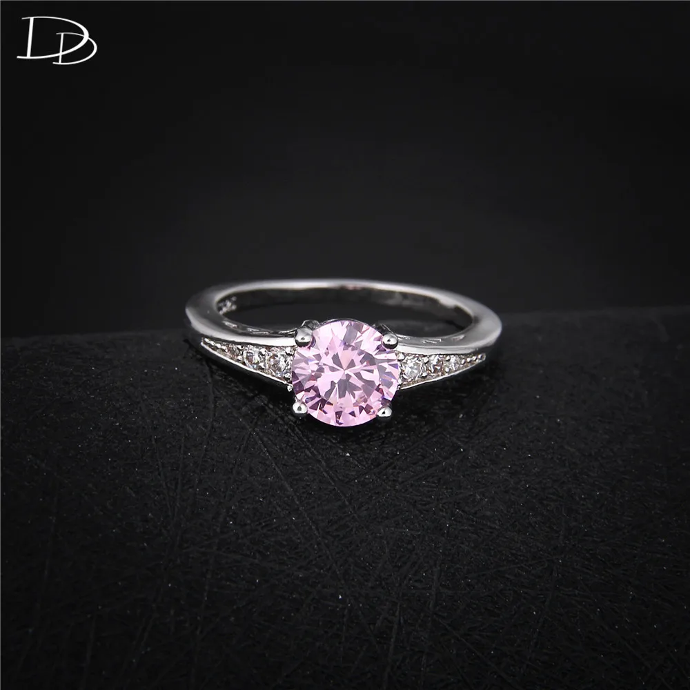 Милые розовые Австрийские Кристальные кольца для женщин-серебристые-ювелирные