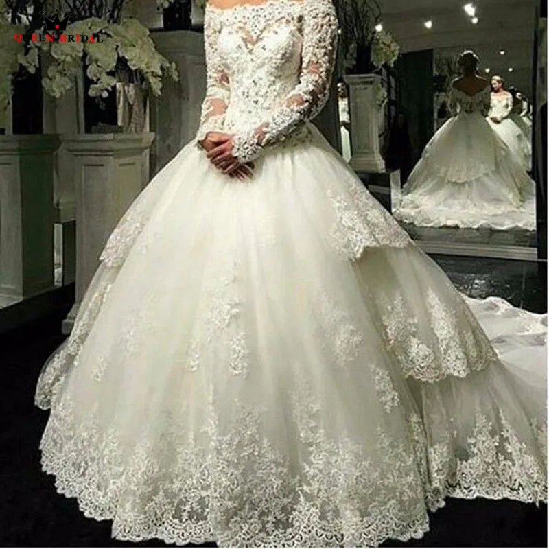 Princess Long Sleeve Beading Lace Vintage Formal Bridal Gowns Wedding Dresses 2022 New Fashion Custom Made YB51 | Свадьбы и