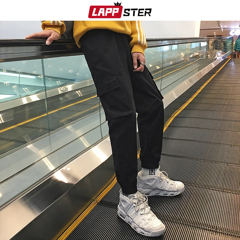 LAPPSTER однотонные уличные спортивные штаны, мужские комбинезоны в стиле хип-хоп, мешковатые спортивные штаны, повседневные модные черные джоггеры, брюки-карго 2XL
