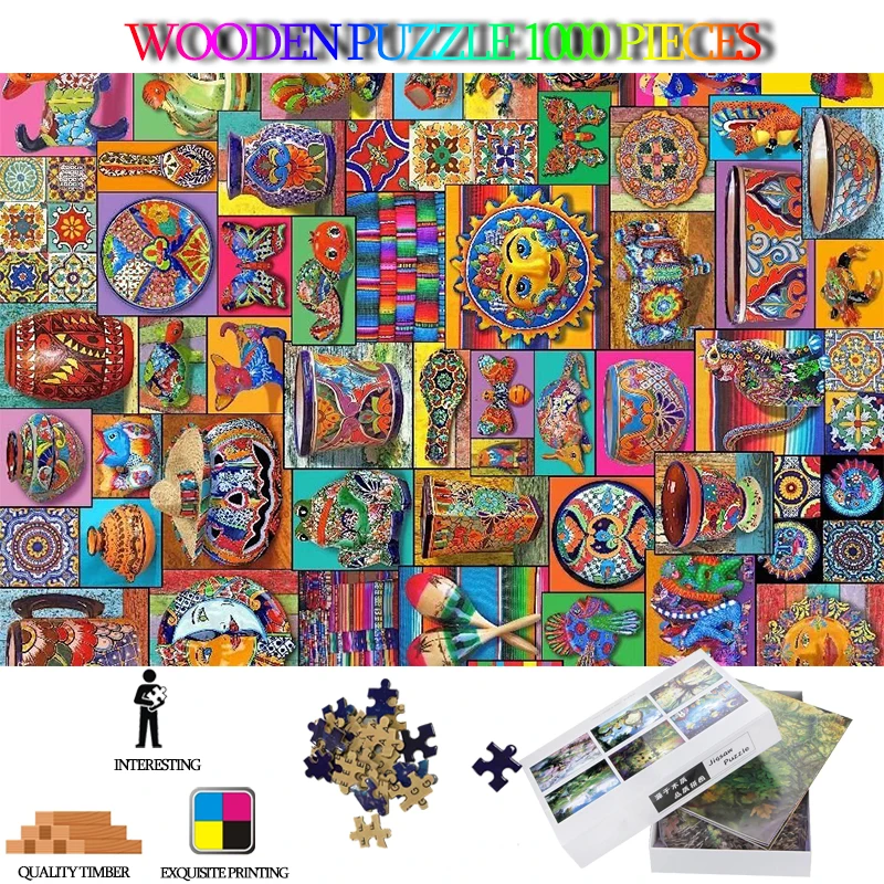 Красочные книги по искусству Узор Деревянные головоломки 1000 шт. для взрослых