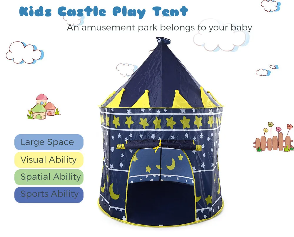 Castle Play Tent Portable Foldable Tipi Prince Folding Children Boy Cubby House Kids Gifts Outdoor Toy Tents | Игрушки и хобби