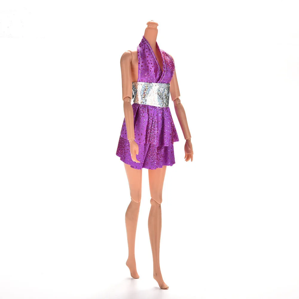 Новое поступление 2016 лидер продаж Летнее мини-платье для кукол модное фиолетовое
