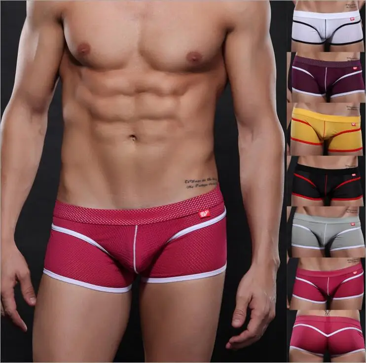 Мужские сексуальные сетчатые боксеры шорты дышащее нижнее белье Wangjiang|mesh boxer