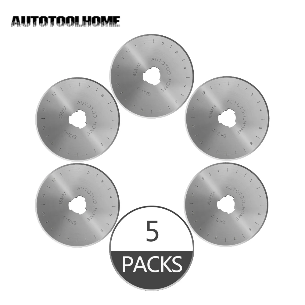 AUTOTOOLHOME 5 шт. 45 60 28 мм вращающиеся лезвия резаки лоскутное шитье ткань Кожа ремесло