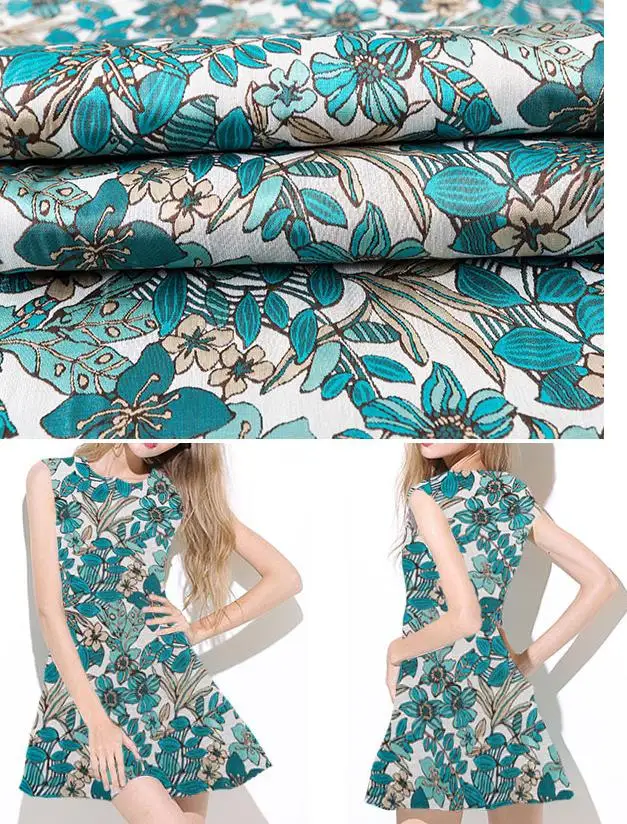 

High-grade 150*100cm blending tissues Fabric,Jacquard Dress cloth material,fresh Cherry leaf design fabrics for sewing,