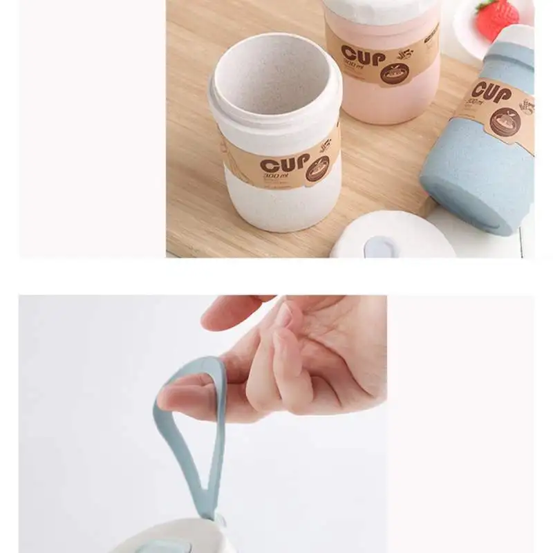300Ml Wheat Straw Sealed Soup Jar Breakfast Water Milk Cup Portable Insulation With Lid For Travel Office | Дом и сад