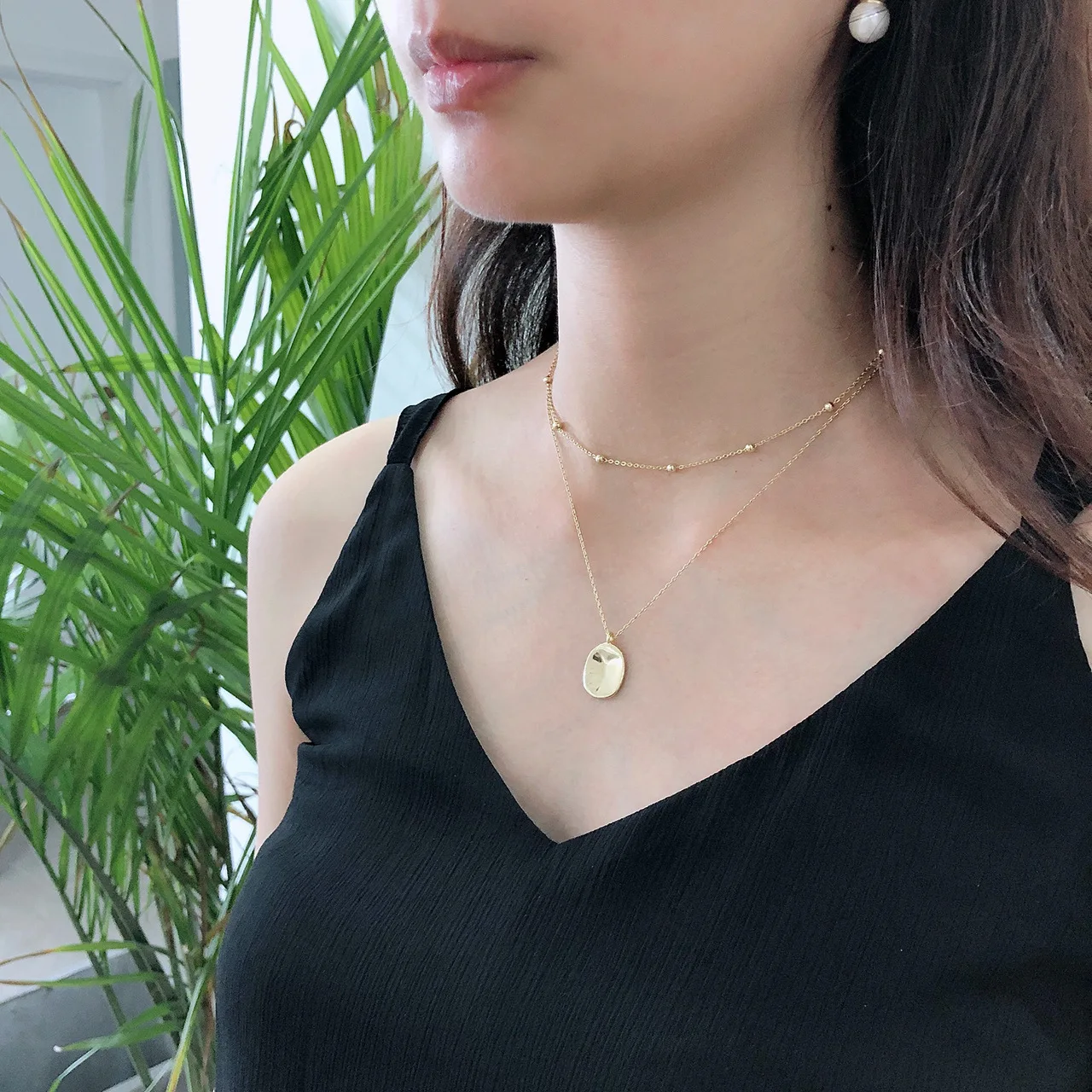 Silvology серебро 925 пробы Двухслойное глянцевое ожерелье Золотая цепочка, круглые бусины элегантное подвесное ожерелье для женщин ювелирный подарок