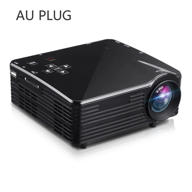LED1018 Мини Портативный ЖК-проектор с HDMI USB VGA AV SD мультимедийные интерфейсы поддержка 1080P для домашнего кинотеатра PK yg300 - Цвет: black au plug