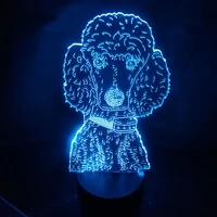 cute poodle moulding dog 3d table lamp acrylic panel usb cable 7 colors change touch night light home decor kids christmas gift