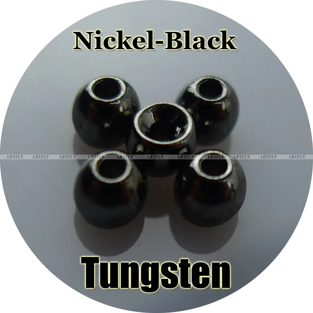 Nickel Black Color, 100 Tungsten Beads, Countersunk, Fly Tying, Fishing