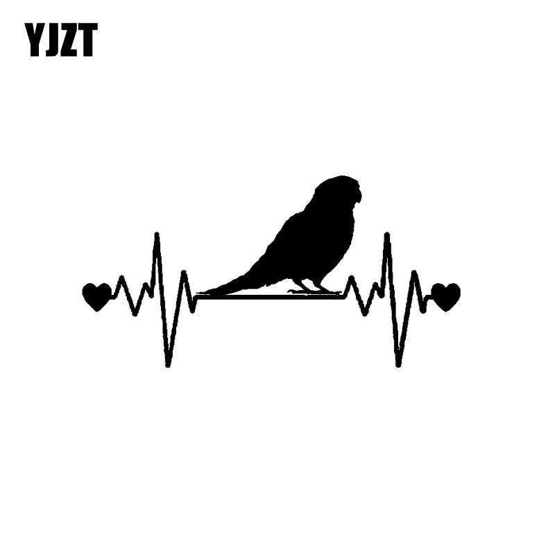 YJZT 16CM*8.1CM Fun Parakeet Lifeline Heartbeat Bird Vinyl Car Sticker Decal Black/Silver C11-1047 | Автомобили и мотоциклы