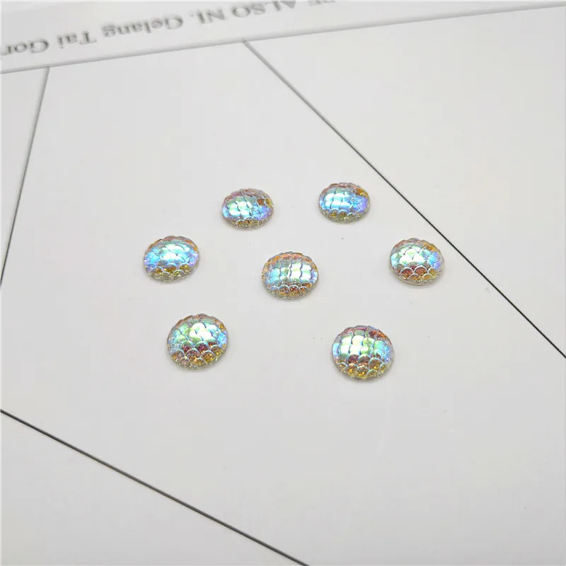 1 Pack 10mm Round Flatback AB Iridescent Resin Mermaid Cabochons Cameo Fit DIY Earring Base Jewelry Making Findings Supplier | Украшения и