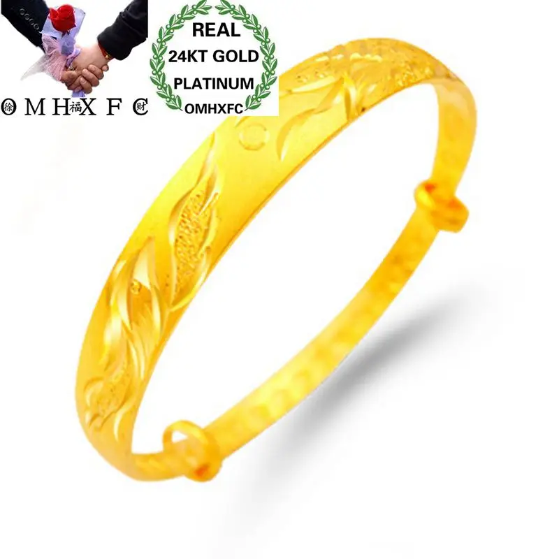 

OMHXFC Wholesale European Fashion Woman Girl Party Wedding Gift Dragon Phoenix 24KT Gold Bangles Bracelets BE106
