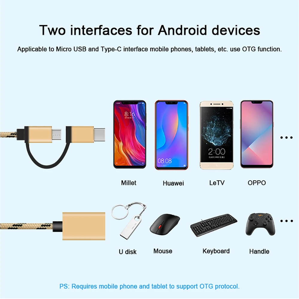 Robotsky 2 в 1 Type C Micro USB OTG кабель адаптер Android для Xiaomi Redmi Samsung коннектор адаптер|Кабели