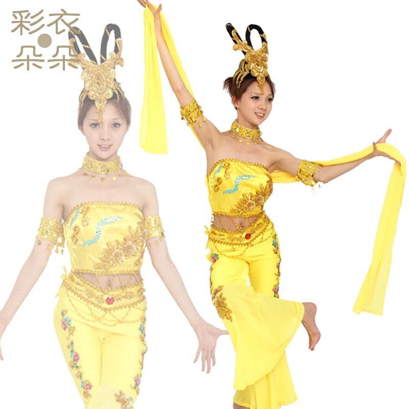 Flying apsaras classical dance costume 6148 Free Shipping