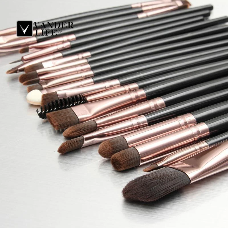 Коричневый Профессиональный набор кистей для макияжа 20 шт. пудра основа подводка