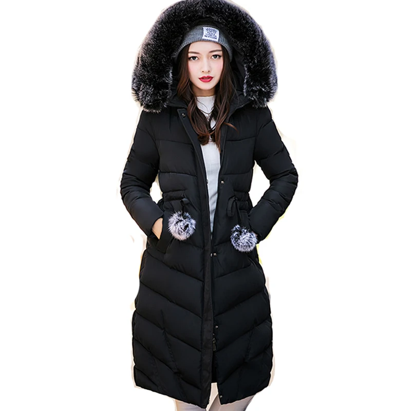 Меховой воротник с длинным капюшоном casaco feminina inverno теплая утепленная хлопковая