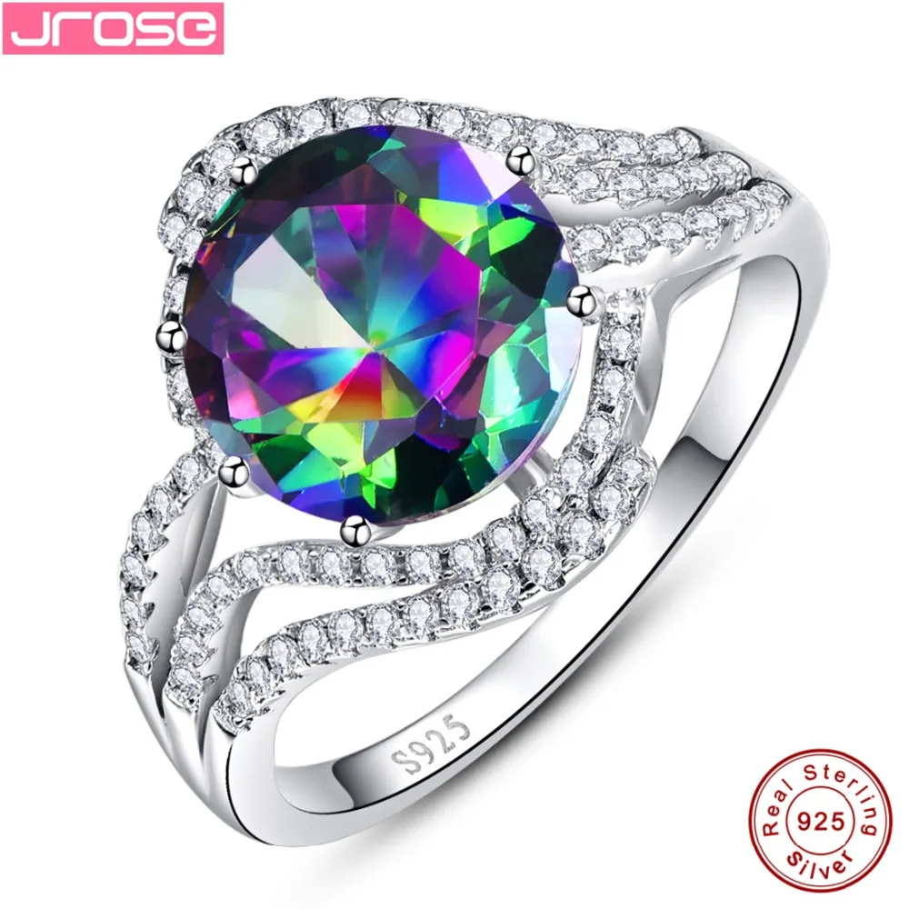 Jrose абсолютно новое 5ct Радужное Fire Mystic CZ кольцо подарок для женщин подлинное