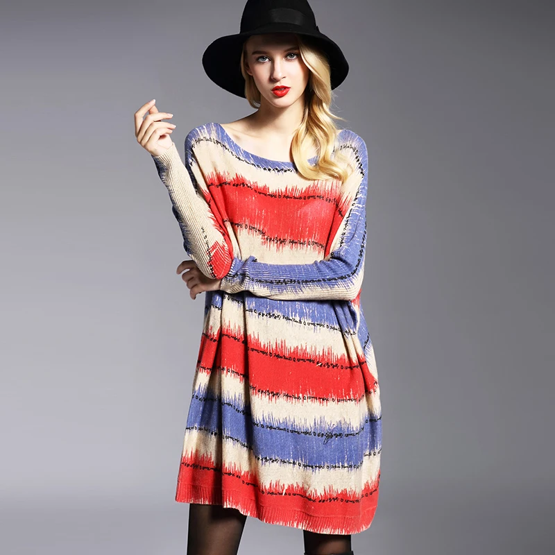 XIKOI для женщин свитеры Oversize в полоску с принтом Slash средства ухода за кожей Шеи