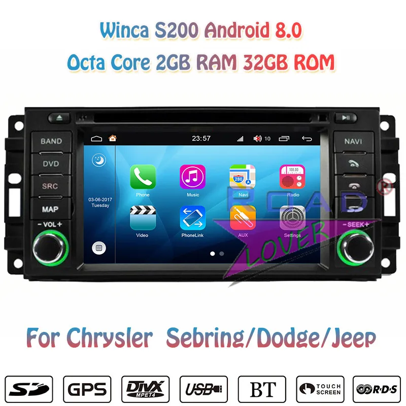 Winca S200 Android 8 0 Автомобильный DVD Плеер Мультимедиа Радио для Chrysler Sebring Dodge Jeep стерео
