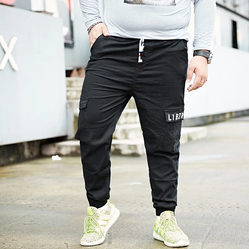 Plus size 6XL 7XL 8XL Men Cargo Pants Men's Elastic Hip Hop Harem Mens Joggers Solid Multi-pocket Trousers Sweatpants 099 | Мужская