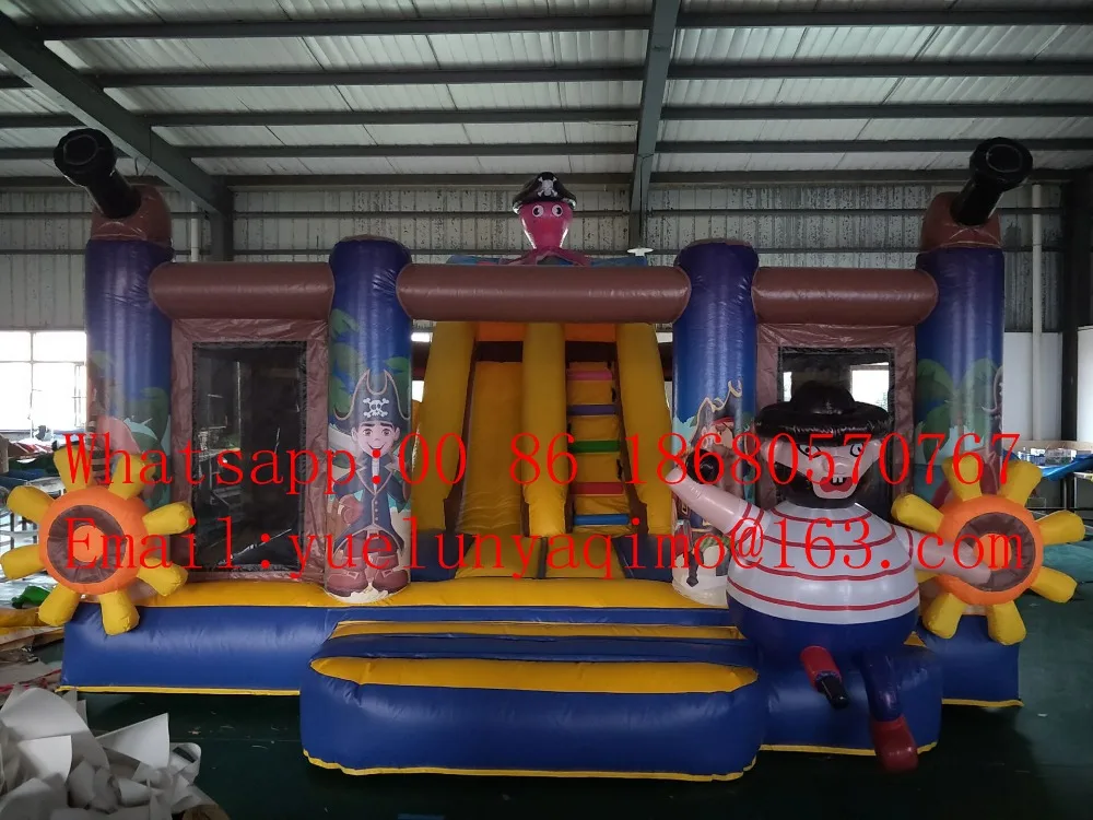 

Factory direct inflatable slide inflatable castle trampoline pool slide inflatable pirate castle combination to be sold BYS52