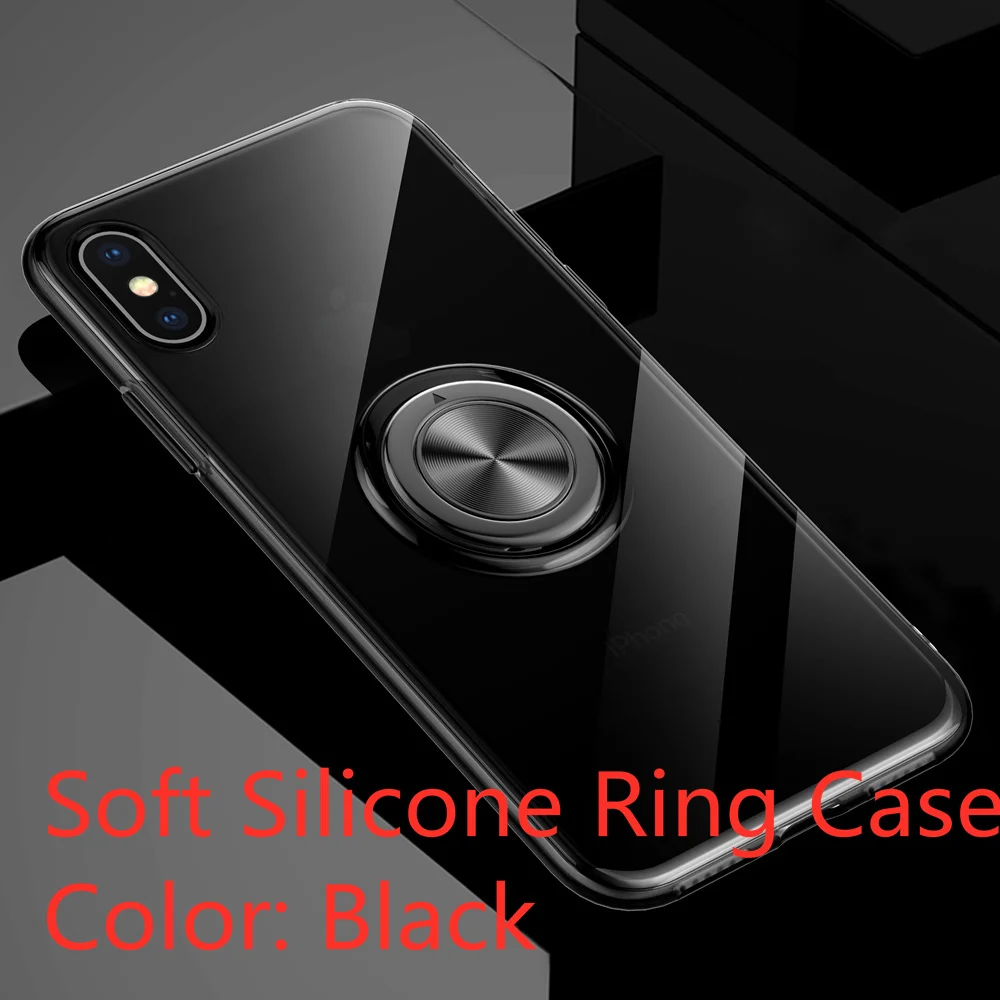 Soft Silicone Black Чехол для Xiaomi mi 9, мягкий прозрачный чехол для телефона для Xiaomi mi 9 SE, чехол mi 9 mi 9SE, кольцо-держатель, магнитный автомобильный силиконовый чехол - Цвет: Soft Silicone Black