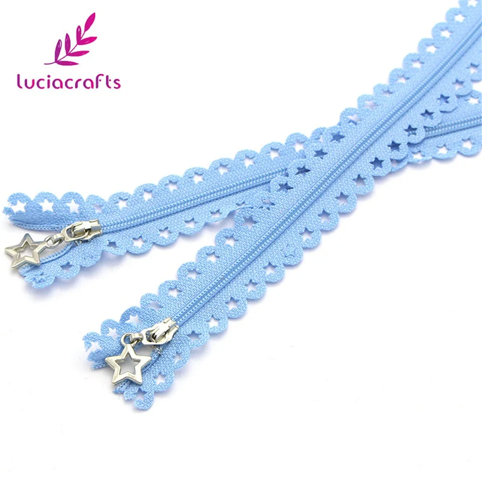 Lucia crafts 2шт/10 шт 25 см нейлоновая кружевная ткань звезда слайдер молнии голова DIY ручной пошив сумка Аксессуары для одежды J0310