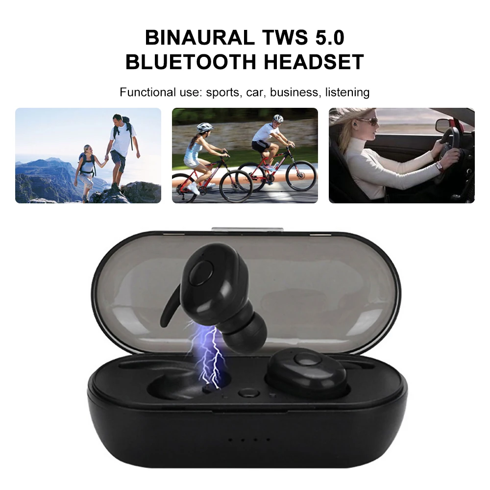 TWS IPX5 водонепроницаемые спортивные беспроводные наушники Bluetooth V5.0 стерео звук наушники с двойным микрофоном 300 мАч для Xiaomi huawei