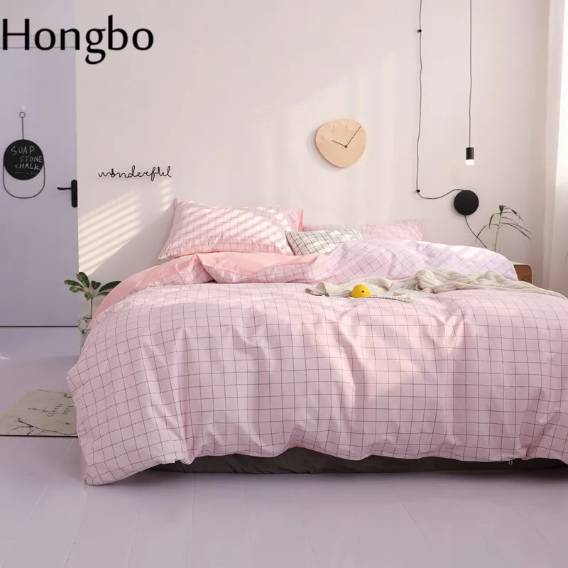 Hongbo розовый сетчатый принт, хлопок, пододеяльник, пододеяльник, простыня, наволочка, набор постельного белья queen