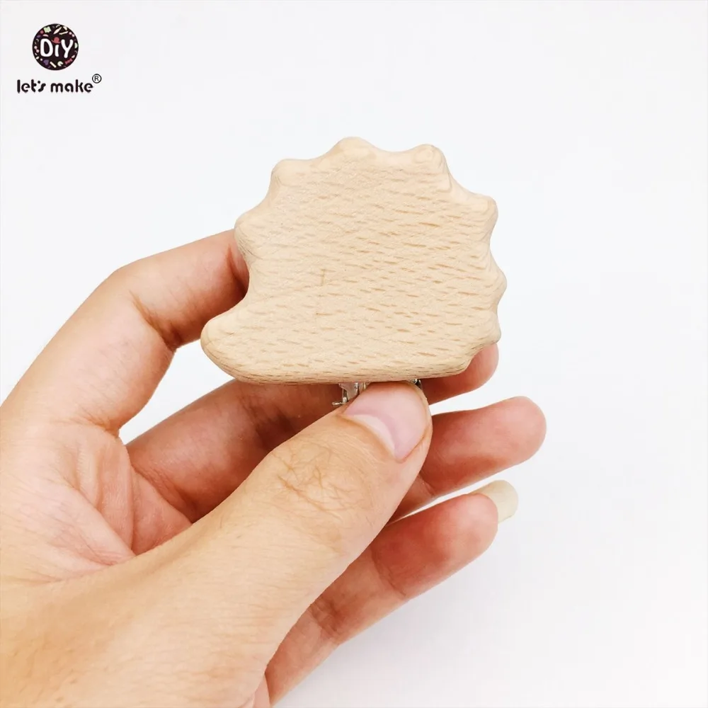 Let's Make-Accesorios de lactancia para beb&eacute;, cadena de chupete de coraz&oacute;n, Clip de chupete, Clip de Animal de madera, cuentas de dentici&oacute;n, mordedor, 5 uds.-3