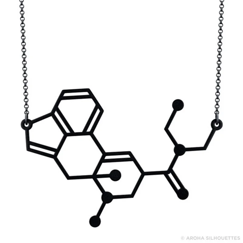 LSD Molecule Necklace Color Free Choice Silver or Gold Matte Black | Украшения и аксессуары