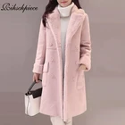 Женская замшевая куртка rihschшт, длинная винтажная куртка с карманами, 2018