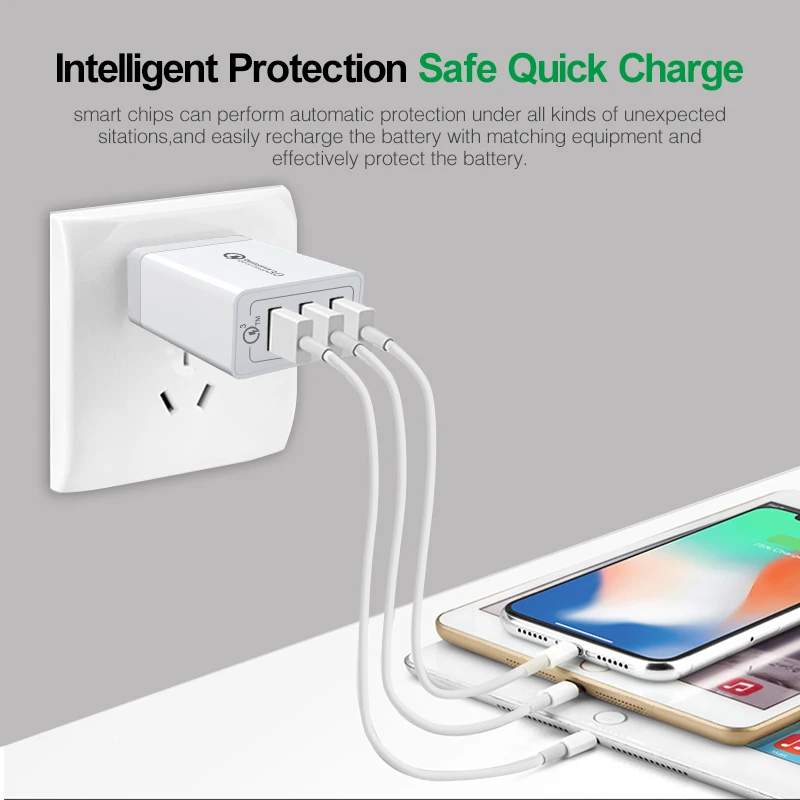 HKHUIBANG QC3.0 USB зарядное устройство для Samsung S10 Plus /IPhone EU/US/UK штекер адаптера под