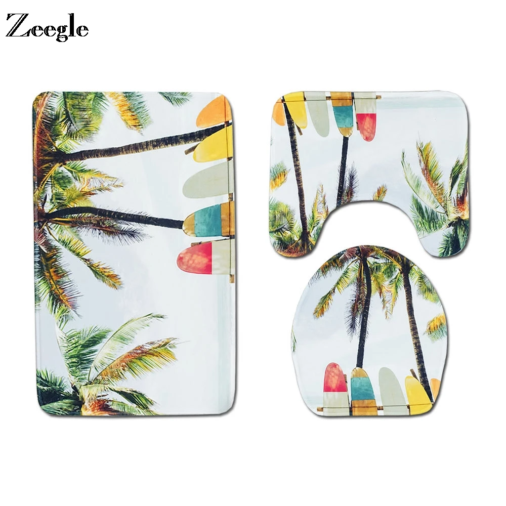 Zeegle 3 шт. Ванная комната Комплект ковриков для пляжные печатных ковер