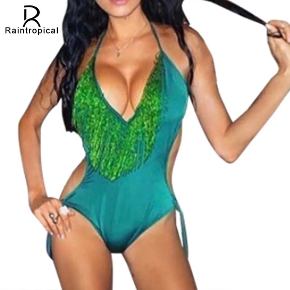 Raintropical 2019 New Sexy Women Swimwear One Piece Swimsuit Cross Retro Suit Female High Cut Bodysuit Suits Solid | Спорт и