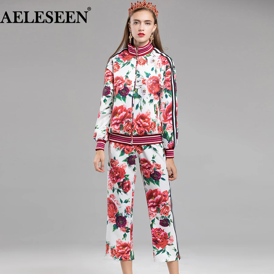 AELESEEN подиумный осенний Женский комплект из 2 предметов 2018 зимний топ в полоску с
