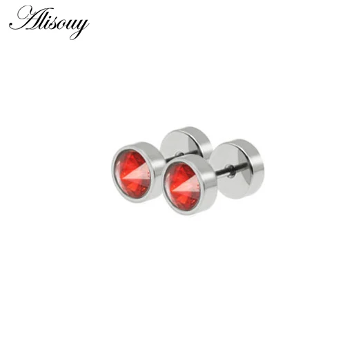 Серьги Alisouy, серьги-гвоздики, Серьги Для Пирсинга Ушей, серебряные серьги-гвоздики для ушной хрящ, ювелирные изделия для тела, серьги-гвоздики унисекс для мужчин и женщин - Окраска металла: Red