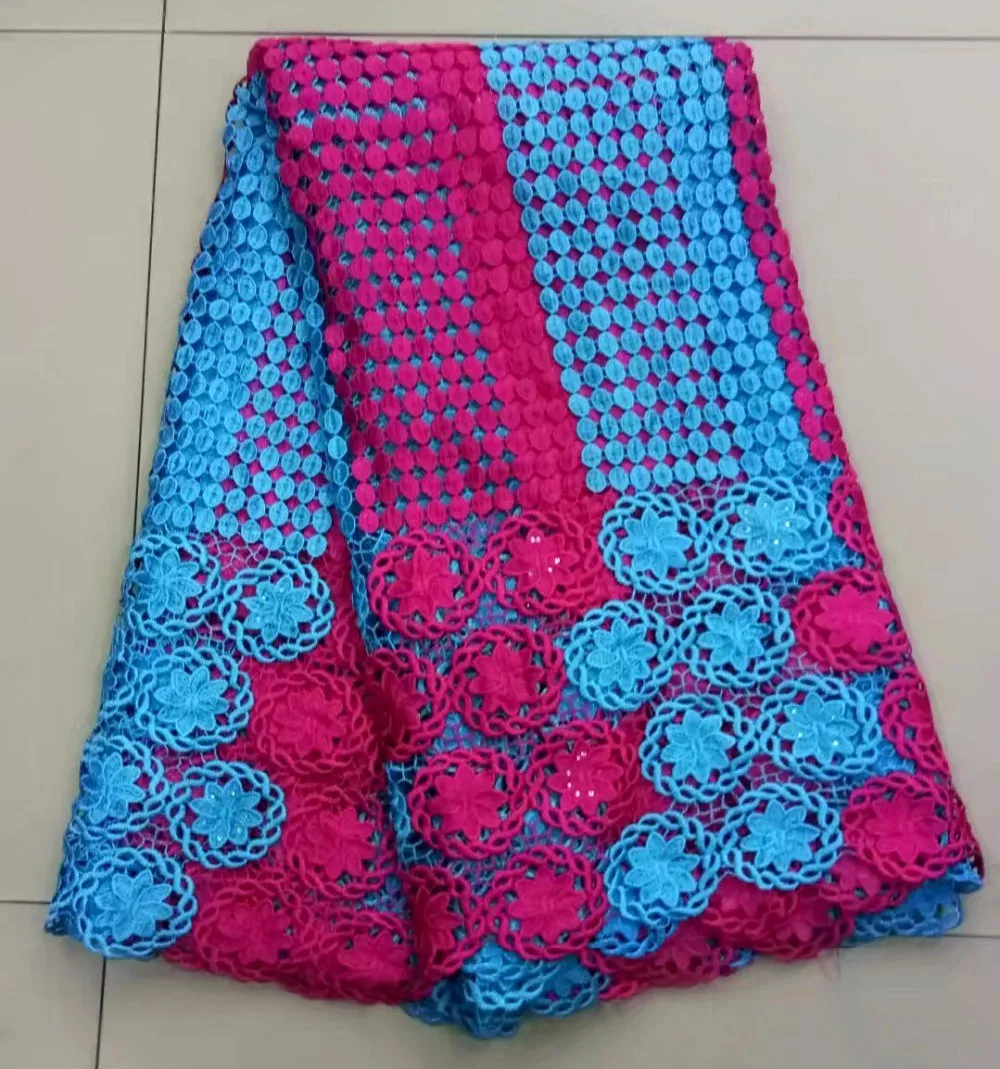 Newest African guipure Lace Fabric 2018 blue+white Embroidered Nigerian Laces Bridal High Quality For Women dress | Дом и сад