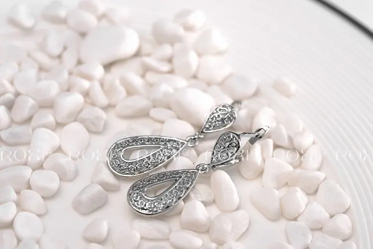 Roxi ювелирные изделия из платины белый позолоченные ретро капли воды серьги для