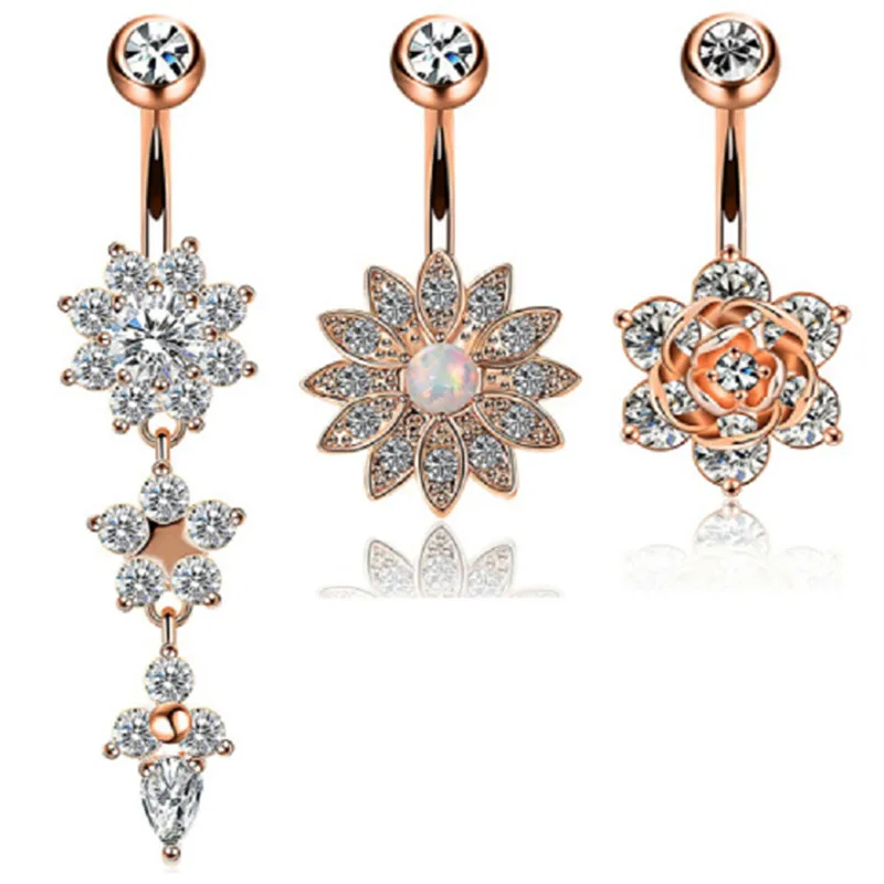 Новый 6 шт./компл. болтаются круглый кристалл пупка кольцо из нержавеющей стали