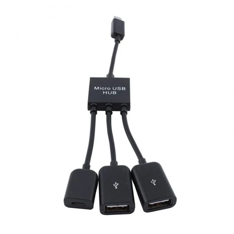 3 в 1 микро usb-хаб штекер Женский двойной USB 2,0 адаптер хоста OTG кабель конвертер удлинитель универсальный для мобильных телефонов