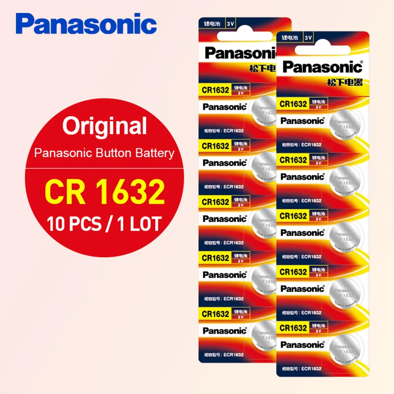 Panasonic 100% оригинальный 10 шт. CR1632 кнопочный Аккумулятор для часов Автомобильный